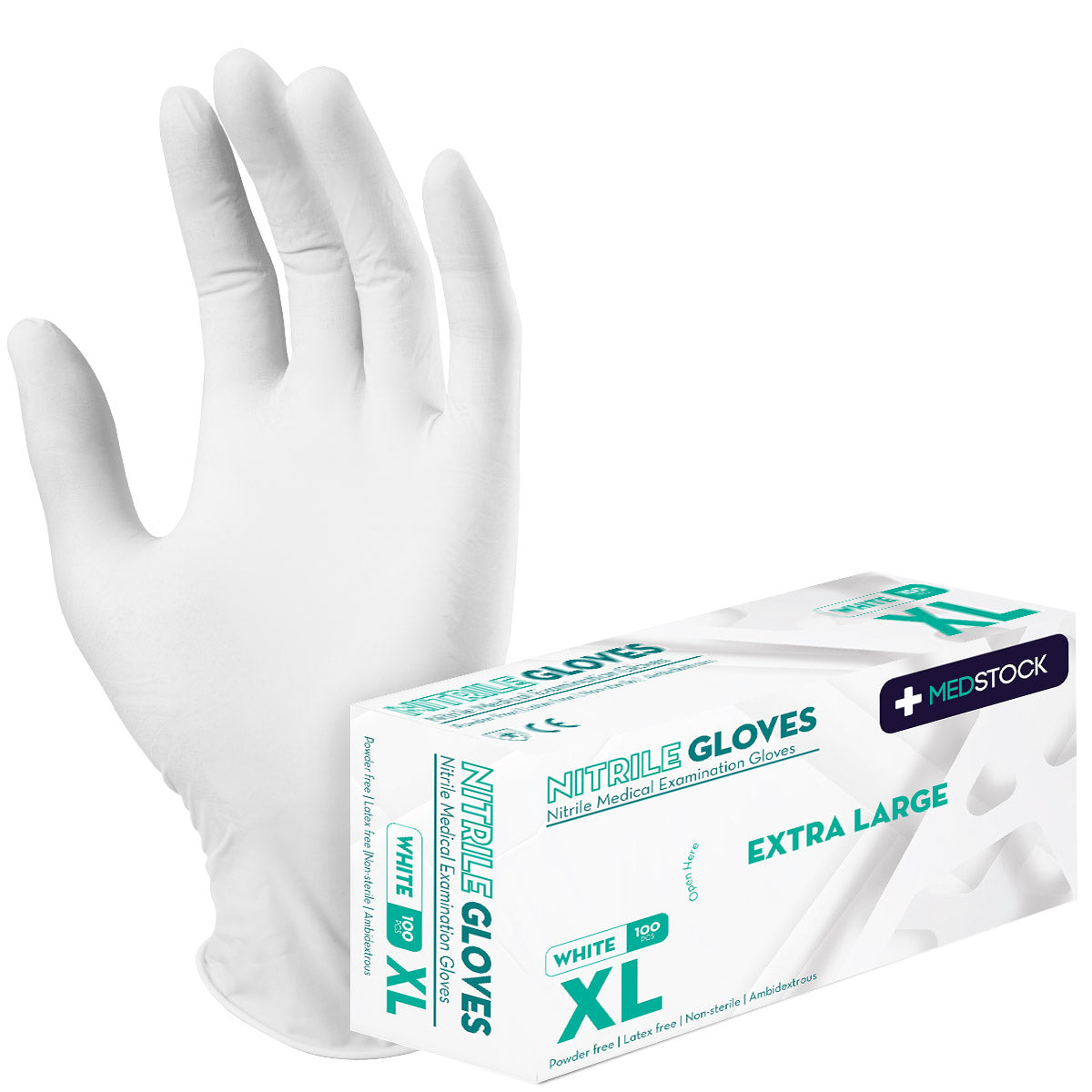 Medstock White Nitrile Medical Examination Gloves - 100 pack