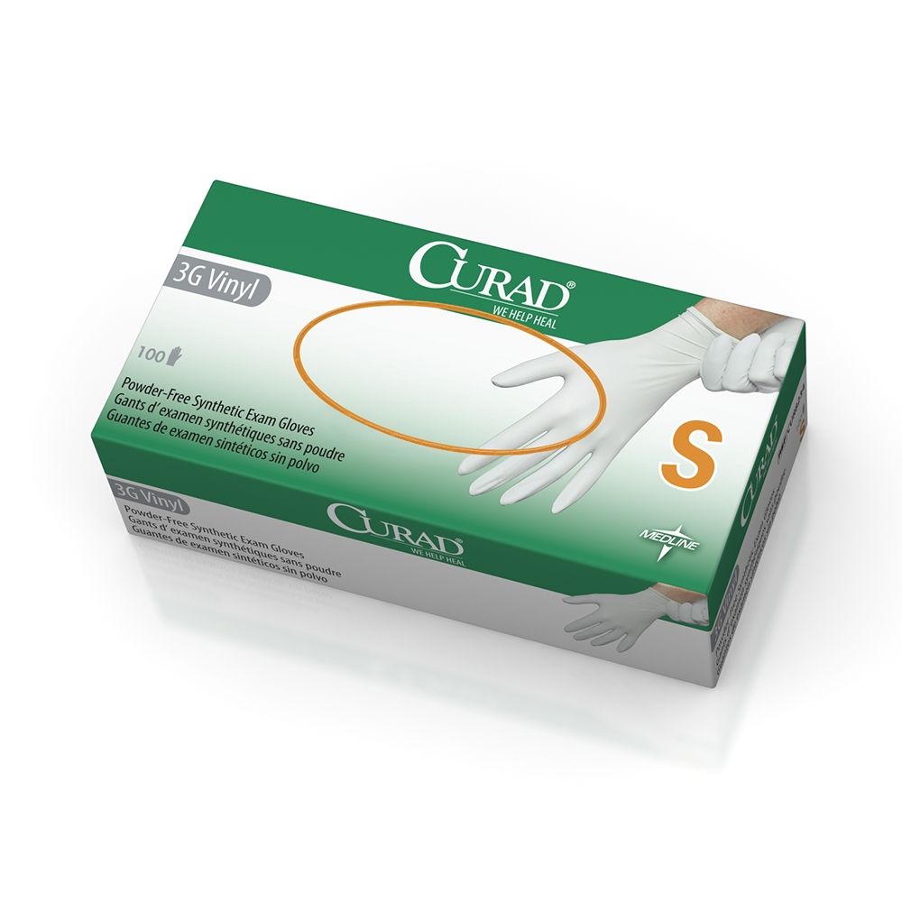 Medline Vinyl Stretch Powder Free/Latex Free Exam Gloves - White
