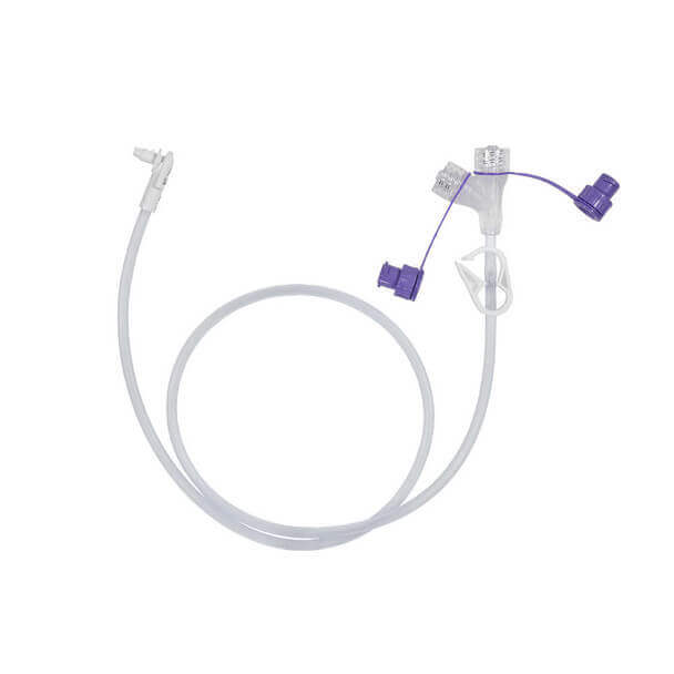 MIC-KEY Extension Set with SECURE-LOK Right-Angle Connector with x2 "Y" Ports and Clamp - All Length