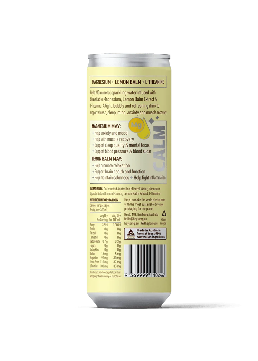Magnesium Sparkling Water - Calm - Lemon - 24 Cans