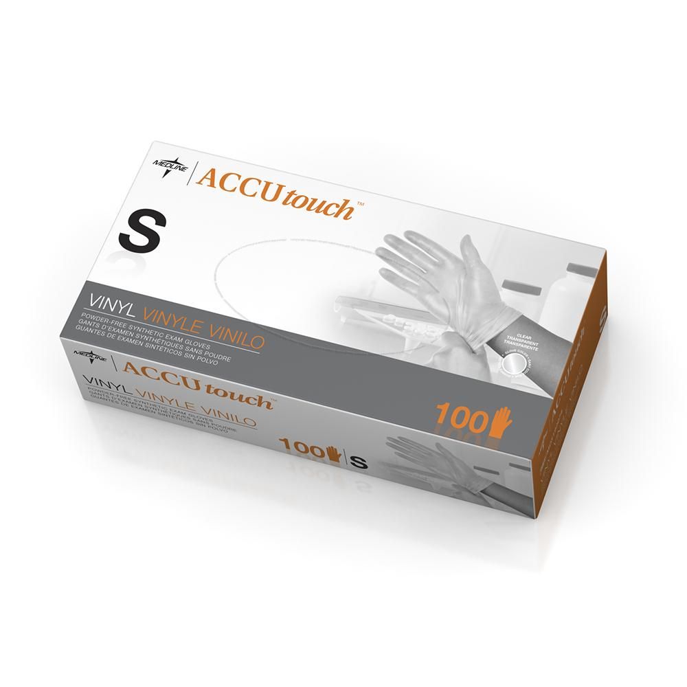 Medline Vinyl Accutouch Powder Free/ Latex Free Gloves - Clear
