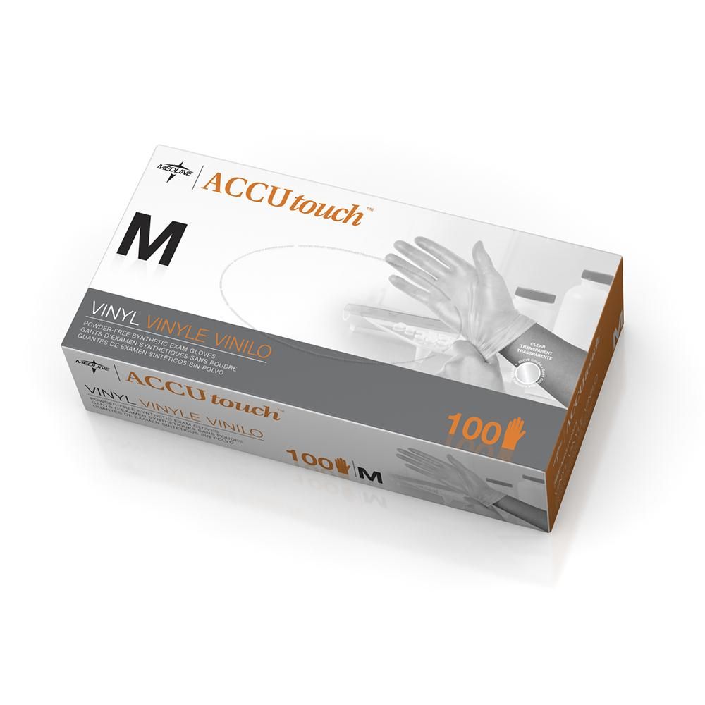 Medline Vinyl Accutouch Powder Free/ Latex Free Gloves - Clear