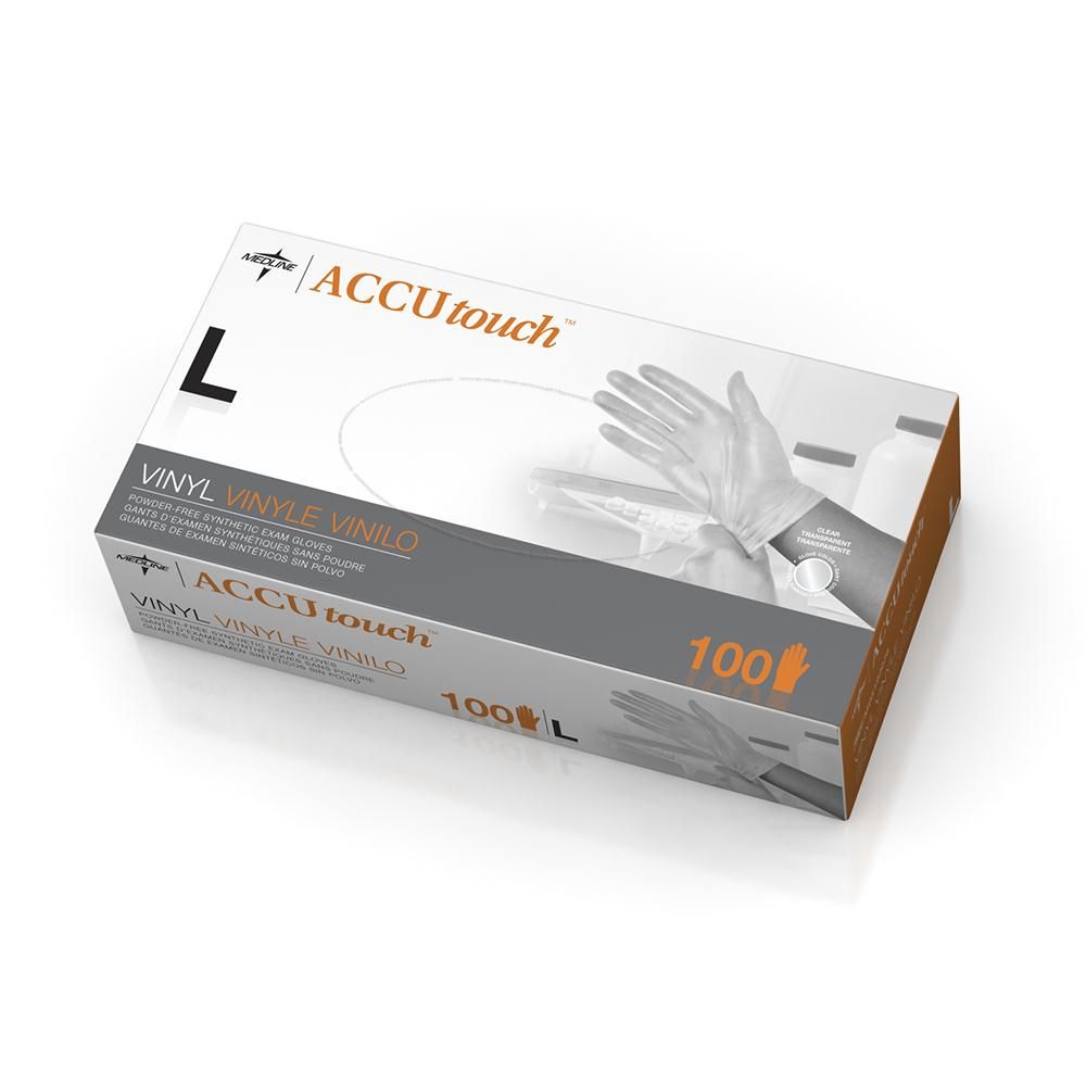 Medline Vinyl Accutouch Powder Free/ Latex Free Gloves - Clear