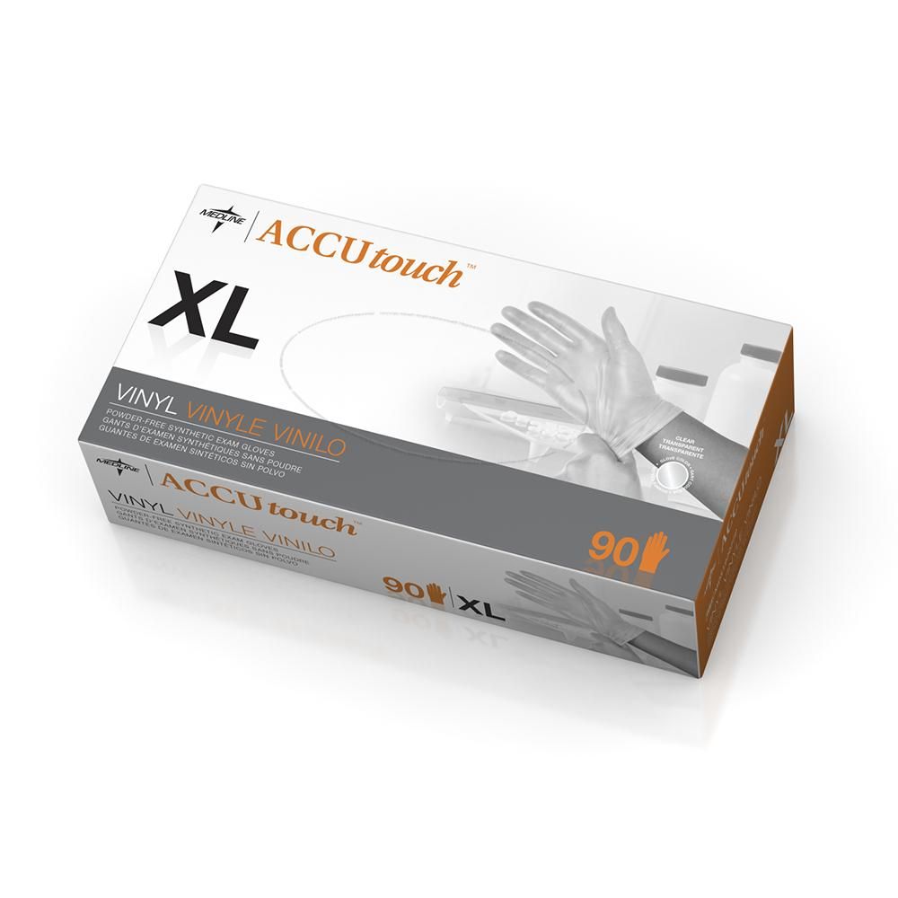 Medline Vinyl Accutouch Powder Free/ Latex Free Gloves - Clear